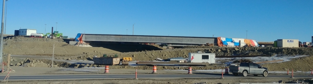 Looking east at bridge girders