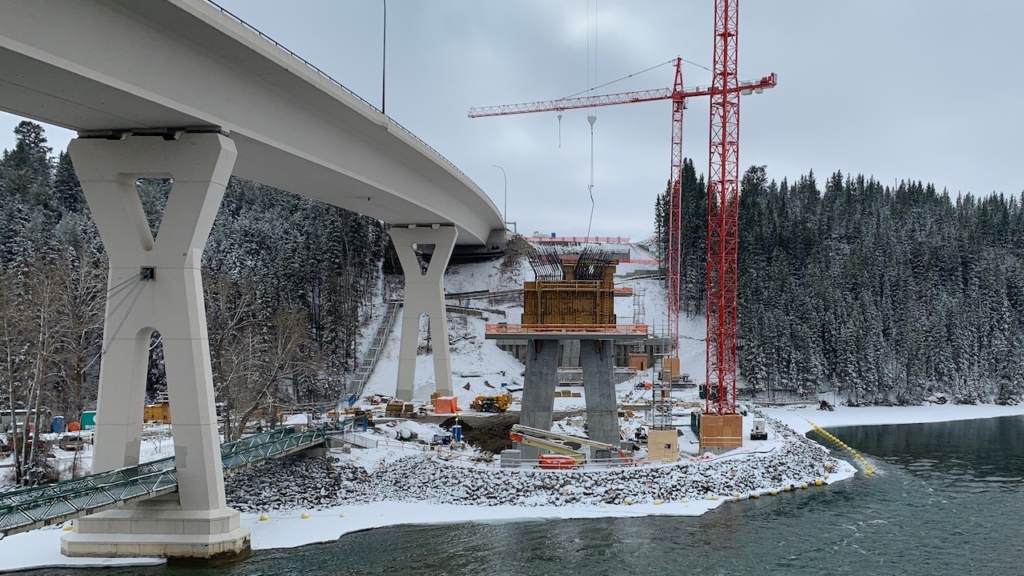 Looking south, formwork is being assembled for another ‘lift’ of concrete